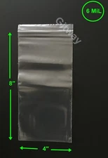 4" x 8" Heavy Duty 6 MIL Resealable Zip Top Lock 4x8" 6 ML Clear Plastic Bags