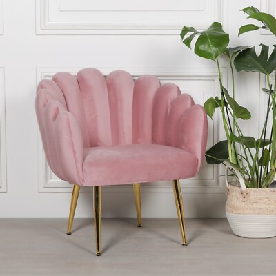 Living Room Pink Armchair Cheap Art Deco Pink Velvet Scalloped