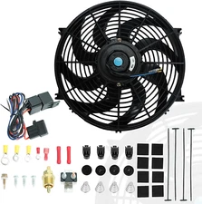 BLACKHORSE-RACING 14" Universal Electric Radiator Cooling Fans + Thermostat Rela