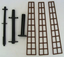 Lego Lot 3 Piece Black Ship Mast 4844 2537 2538 & 3 Long Brown Mast Rigging 2541