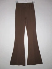 Wet Seal Womens Flat Front Slim-Fit High Rise Pants Flare Leg Size S Brown