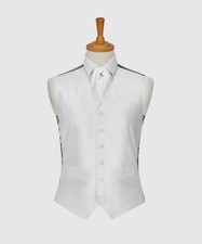 L.A. Smith White Size Small 32-34  WW1864/2 Polyester Shantung Waistcoat NEW