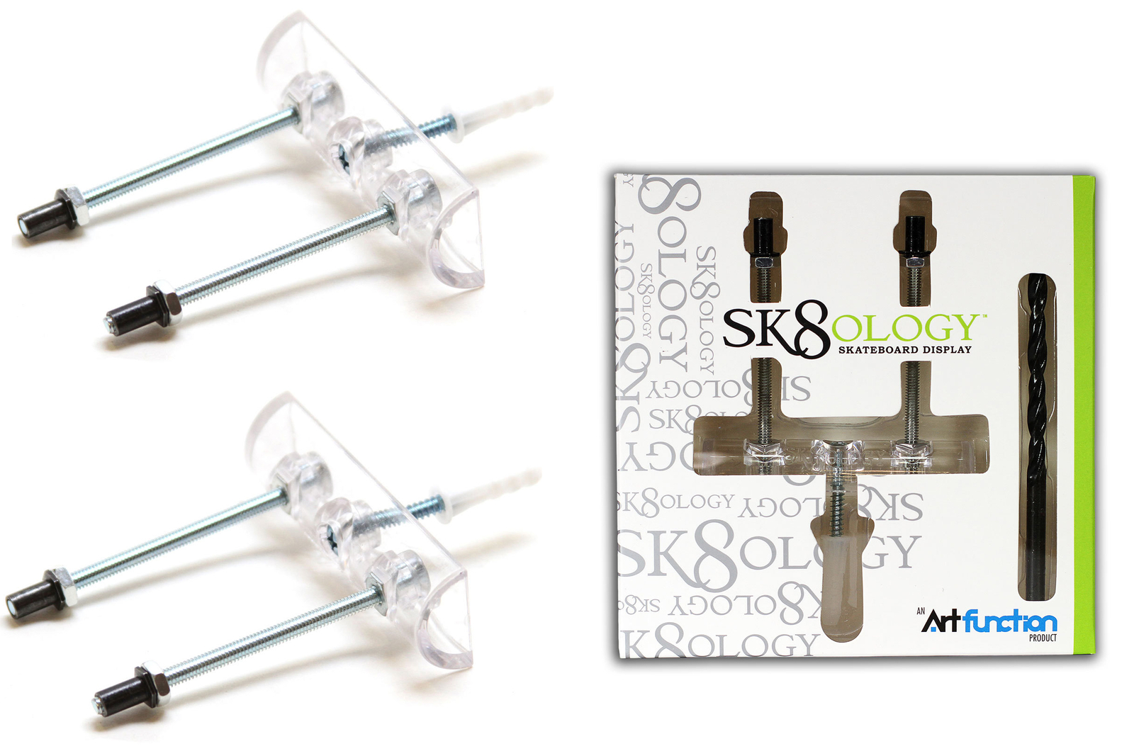 SK8OLOGY Skateboard Deck Wall Display Kit + Drill Bit 3 Pack-image