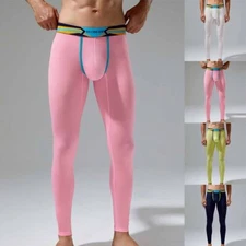 Men's Elastic Long Johns Sexy Mesh Underwear Legging Pants In Multiple Colors
