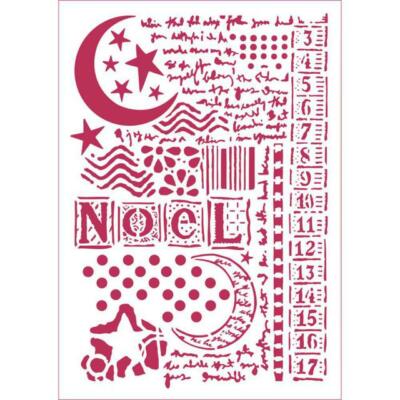 Schablone-Mixed Media-STAMPERIA-21cm x 29,7cm-MOON STAR AND WRITING-KSG434