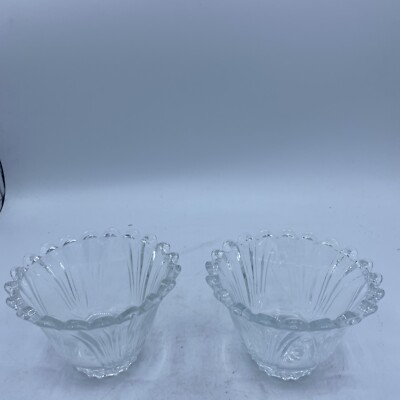 Two Glass Dessert Cups For Ice Cream Pudding Cereal Or Even A Candle Holder