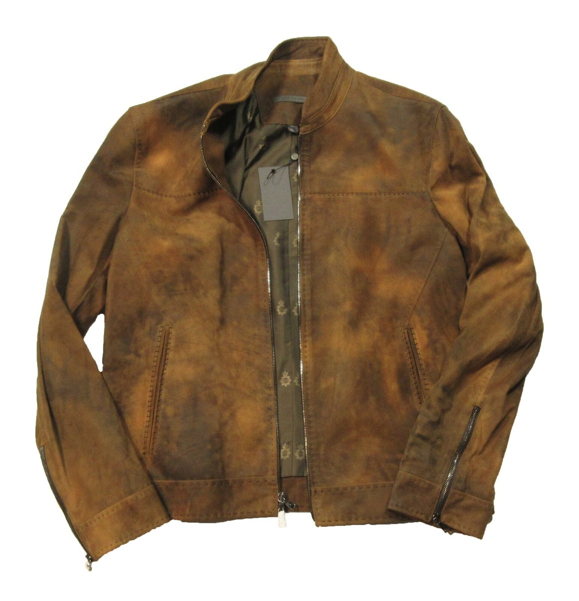 John Varvatos Collection Coffee Artisan Stitch Slim Fit Leather