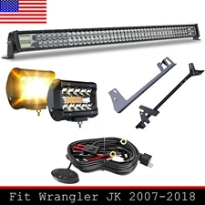 52" LED Light Bar +4" Cube Pods For 07-18 jeep Wrangler JK Roof Brackets Kit