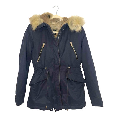 Zara Trafaluc Outerwear Fur Jacket Parka Navy Size XS | eBay