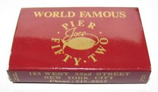 Vintage Matchbox World Famous Joe's Pier Fifty Two New York City NYC 27 Matches