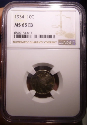 1934 Mercury Dime, NGC MS-65 FB, Full Split Bands