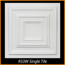 Décor Ceiling Tile R33 Foam Glue-Up  20x20 Pack of 8, White Satin Painted SALE