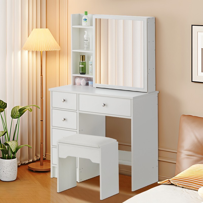 Drawers White Dressing Table With Mirror And Stool Modern Dressing