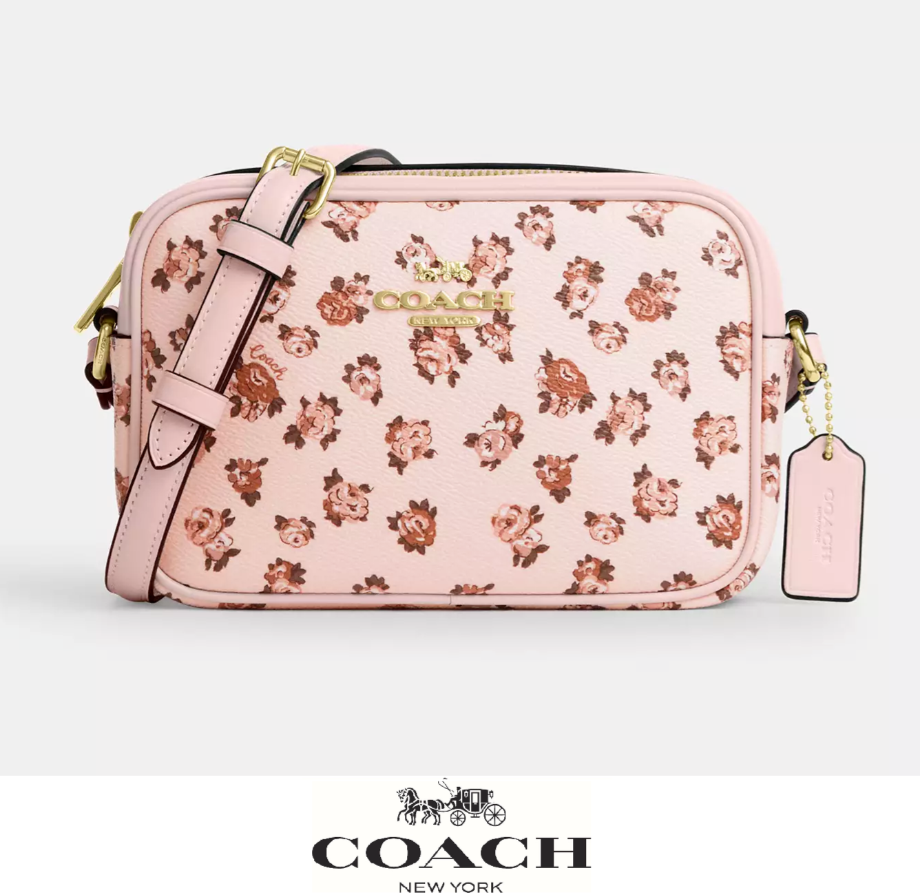 NWT Coach Mini Jamie Camera Bag Rose Print Gold Blush Multi CY780 🌸