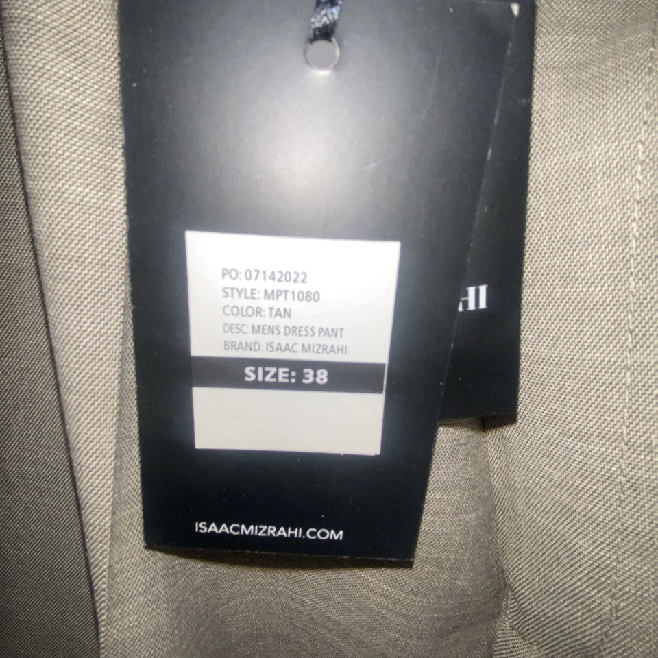 Pantalón de vestir Isaac Mizrahi para hombre calce ajustado con textura lisa, tostado talla 38 Foto 4 de 4