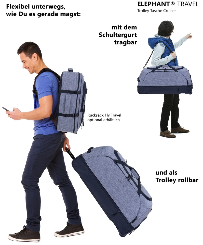 Trolley Reisetasche groß Elephant Travel Cruiser 135L 80 cm leicht Koffer Tasche - Bild 2 von 4