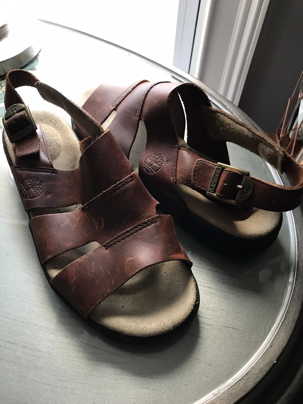 Timberland 7 5 M sandalo unisex in pelle marrone ottime condizioni