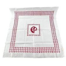 Indian Head Print Scarf Stylized White & Red 25" Square Vintage Polyester