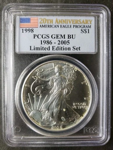 1998 $1 American Silver Eagle Dollar PCGS Gem BU