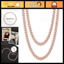 1 Pack Pure Copper Cuban Link Chain Necklace for Men 24"