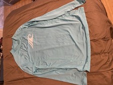 TSLA M UPF 50 Rash Guard Long Sleeve, UV/Sun Protection Shirts Turquoise W/wave