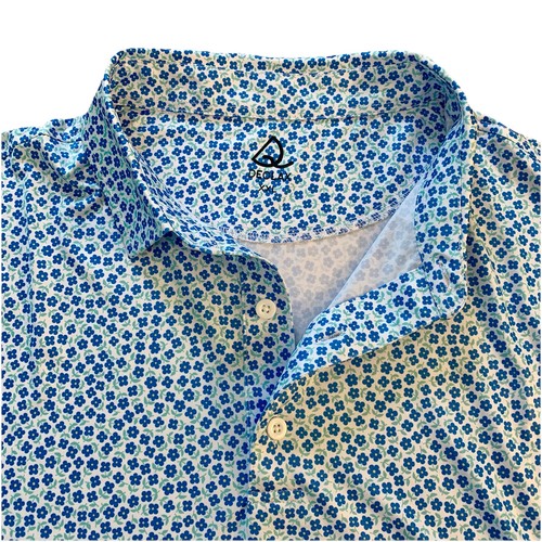 Deolax Polo Shirt Mens Size XXL Small Blue Floral Print Casual Golf Performance - Picture 7 of 13