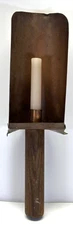 Vintage Primative Wood and Brass Wall candle sconce.
