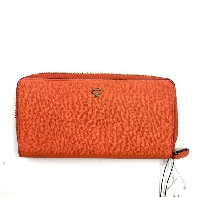 9.09 Live MCM Milla Grained Leather Zip Around Wallet in orange