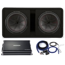 Kicker 48DCWR122 12" CompR Enclosure w/ 46CXA12001 Amp  Amplifier Install Kit