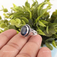 Natural London Blue Topaz 925 Silver Handmade Solitaire Valentines Ring Jewelry