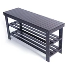 Shoe Rack Bench Organizer Bamboo Storage Shelf Entryway Hallway 3-Tier Coffee