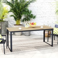 Outsunny Gartentisch Metall 175X78 Cm Wetterfest Balkontisch Mit Holzoptik