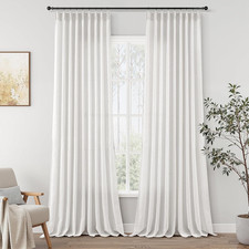 Elegant White Pinch Pleated Semi-Sheer Curtains 108" for Living Room Bedroom
