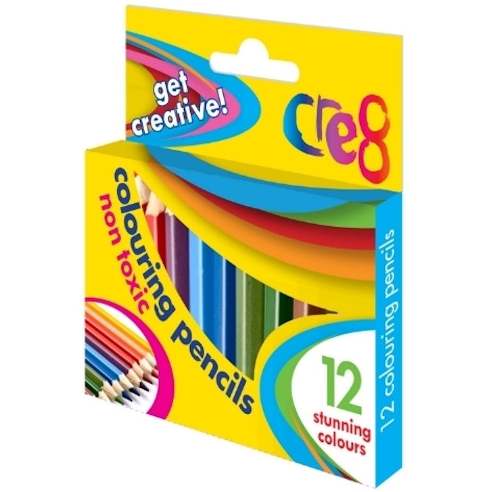 12 Pack Half Size Colouring Pencils 13cm Short Art Drawing Craft School Set