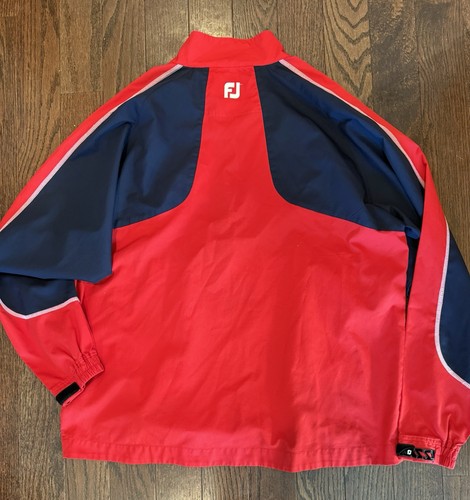 FootJoy FJ Golf Pullover Jacket Large Red Navy Half Zip Windbreaker - Picture 4 of 9