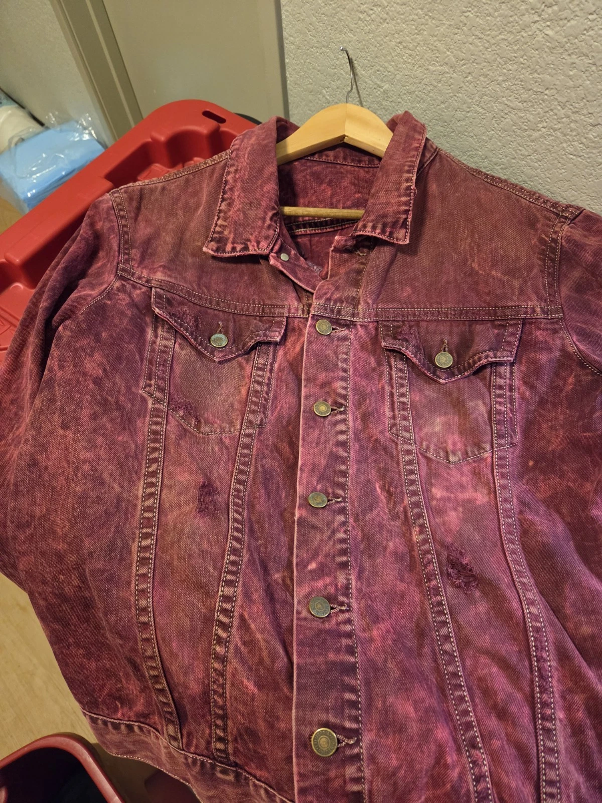 robins jeans mens jacket Denim Original Xxl Redish/ Dark Pink