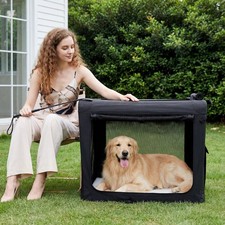 24Inch Collapsible Dog Crate,Soft Foldable Pet Kennel with 3-Door Mesh
