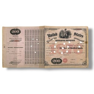 1876 $200 Rectifier Distilled Spirits US Internal Revenue Special Tax Stamp Pink