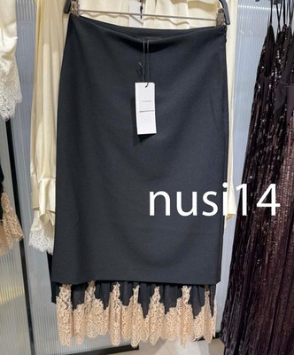 ZARA NEW WOMAN MID-RISE ZW COLL COMBINED LACE SKIRT BLACK XS-XL