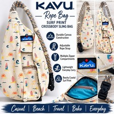 Kavu Rope Bag Surf Print Crossbody Sling Backpack Beach Coastal Boho Canvas