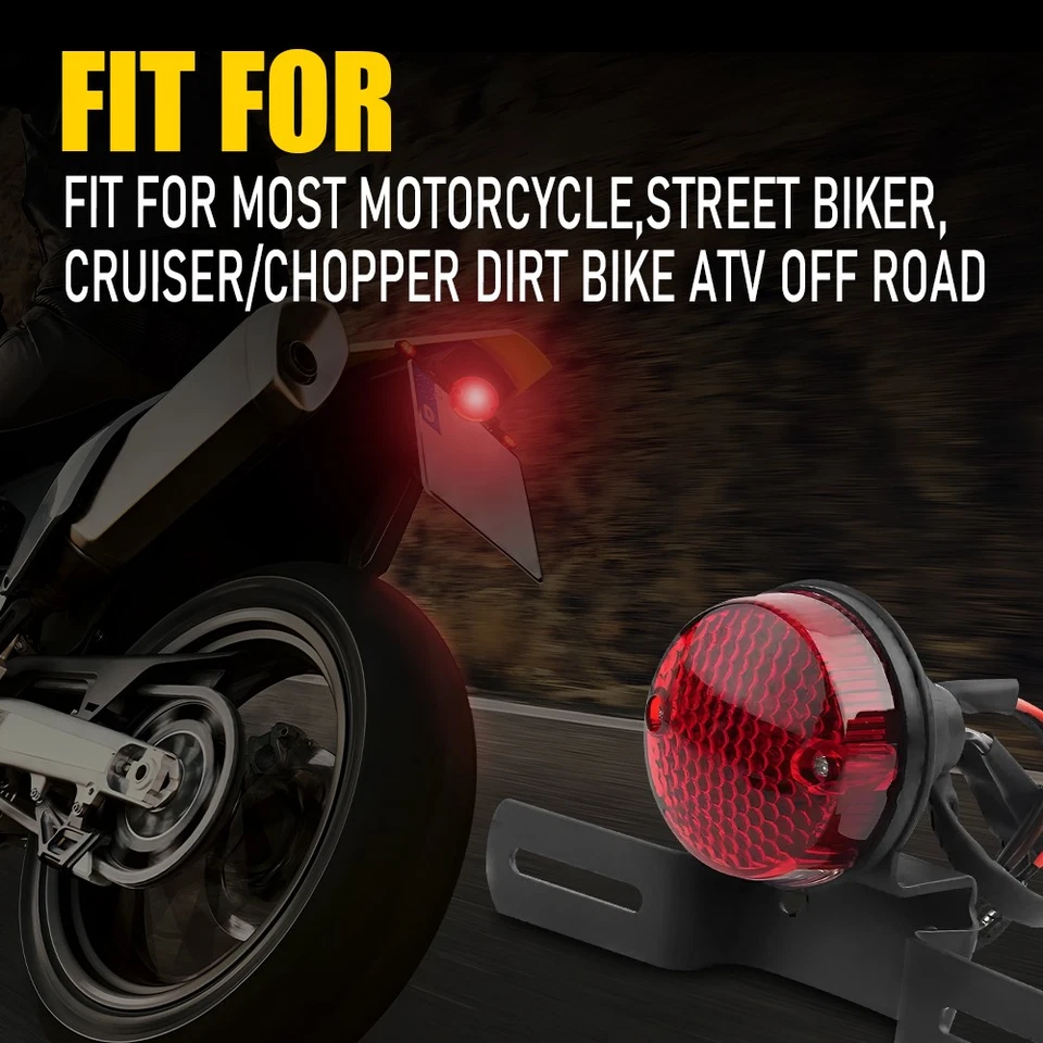 12V LED Red Tail Motorcycle Dirt Light Bike Rear Running Brake Stop Bright Lamp - Image 2 of 4