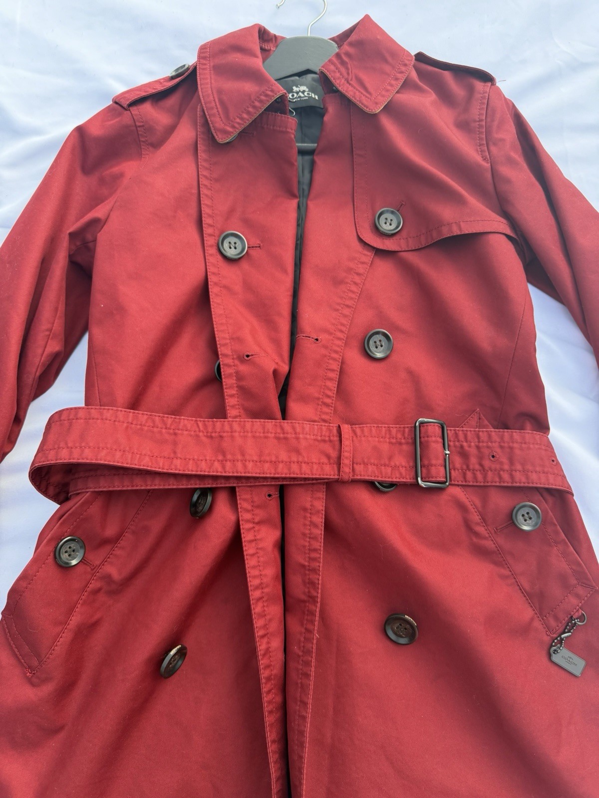 Coach Solid Mid Trench Coat Size XS Ruby CR116 - image 7
