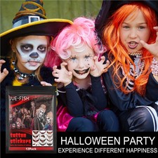 Halloween Mouth Temporary Tattoos, Scary Clown Mouth Face Tattoo Stickers For Ha