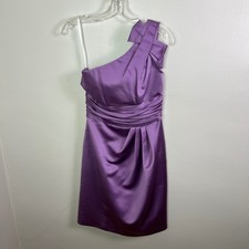 Davids Bridal One Shoulder Ruched Waist Bridesmaid Dress Purple Size 2