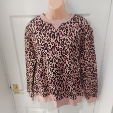  M&S  funky pink leopard animal print sweatshirt size 12 pullover 