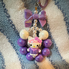 UNBRANDED HK Sanrio Purple White Pink Plastic Beaded Phone Charm Wrist Strap