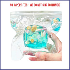 Squishy Ocean Shell Cube Stress Ball, Transparent Sensory Fidget Toy