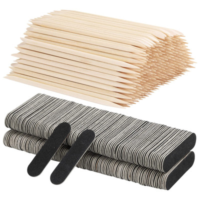 400pcs Nail Files Kit- 200 Mini Nail Files 180/240 Grit, 200pcs Orange Nail S...