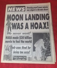 Vintage Weekly World News Tabloid March 5th 1991 Magazine Moon Landing Hoax Joke