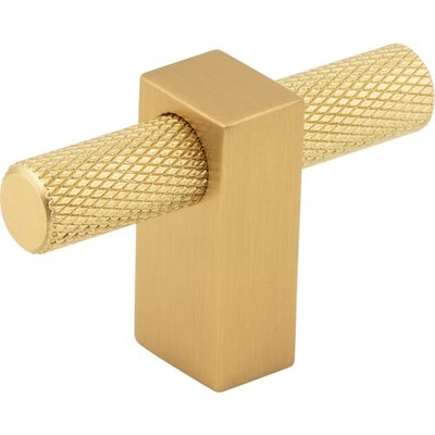 Jeffrey Alexander 498T-BG Larkin Knurled 2-3/8'' Length Bar Knob, Brushed Gold